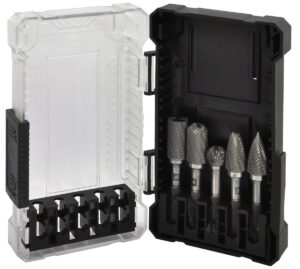 Набор борфрез твердоспланых, тип B, C, D, F, G, 6 мм, двойная насечка, в кейсе, 5 предметов